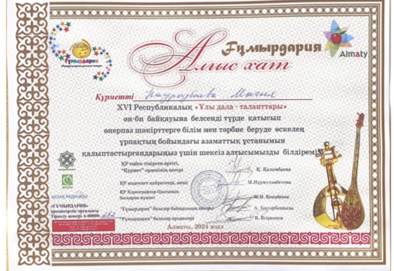 мұғалімнің жетістіктері